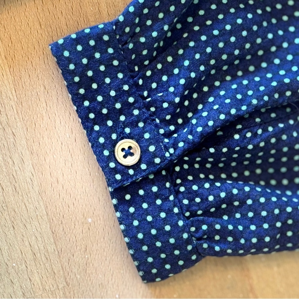 TOMMY HILFIGER Rosini V-Neck Blue Polka Dot Tunic Blouse Size Large - Picture 5 of 12